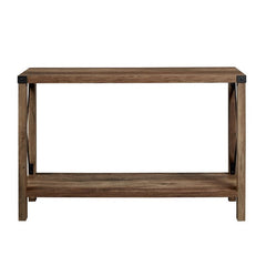 Reclaimed Barnwood Console Table Bring A Refined Rustic Style to Your Space with This Console Table X-Frame Sides Open Lower Shelf