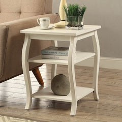 White End Table With The Ability To Be Facing Either Way Depending On What you Like End Table is An Unique Design