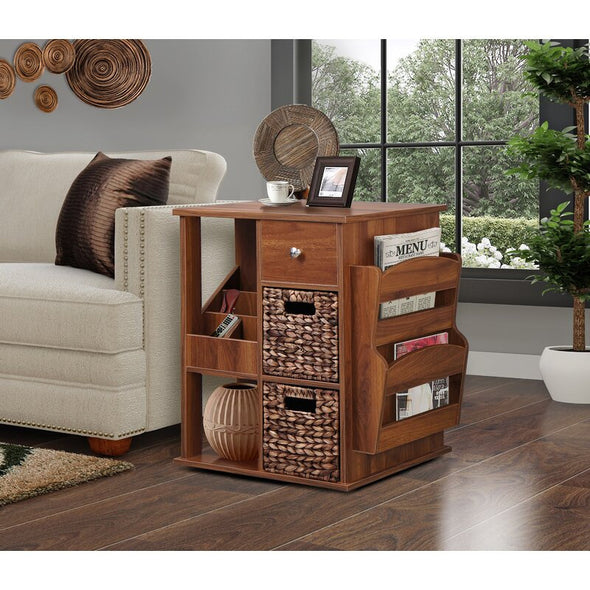 Walnut 3 - Drawer End Table Keep your Eyeglasses, Remote Controls, Tablets, Smartphones, Calculators, TV Guides Storage and Organization