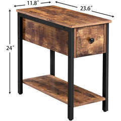 Set of 2 Rustic Brown End Table Set with Storage Bottom Shelf Provides Enough Space to Organize your Stuff, Easily Place Storage, Books