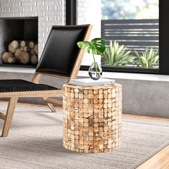 Natural Nightstand Perfect By your Bed, Or Next To the Couch, Bring A Natural Touch to Any Space with this Solid Wood Drum End Table.