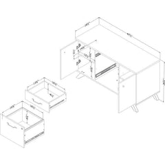 Natural Walnut 2 - Drawer 2 - Shelf Filing Credenza Two Fixed Shelves and An Adjustable One Help you Be Even More Organized