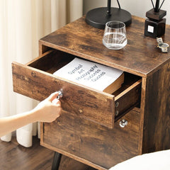 1 - Drawer Nightstand in Rustic Brown Place Inspiring Photos and Scented Candles Keep Everything you Need for Bed at your Side