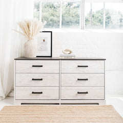 6 Drawer Double Dresser a Coastal Farmhouse Must-Have in your Bedroom Plenty of Space for your Shirts and Sweaters