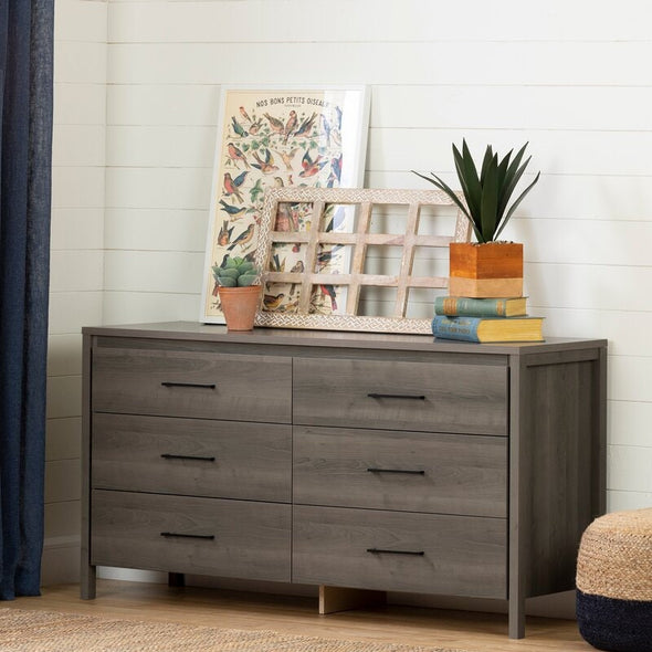 Gray Maple 6 Drawer Suitable for Men’s and Women’s Bedrooms, Providing Plenty of Storage Space Perfect for Storage Space