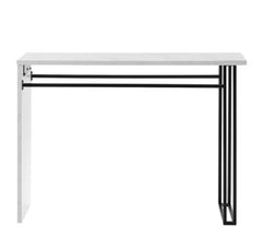 42-inch Modern Metal Leg Entry Table - White Faux Marble