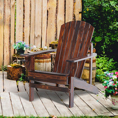 Brown Wood Adirondack Chair Fan Back Backrest, Wide Armrests, and A Gently Sloping Seat for that Definition-Perfect Comfort