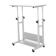 White Adjustable Laptop Cart Sturdy Frame Extra Stability for Our Computer Desk