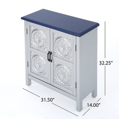 Farmhouse Distressed Fir Cabinet - Silver and Navy Blue Created for Both Functionality and Impeccable Style