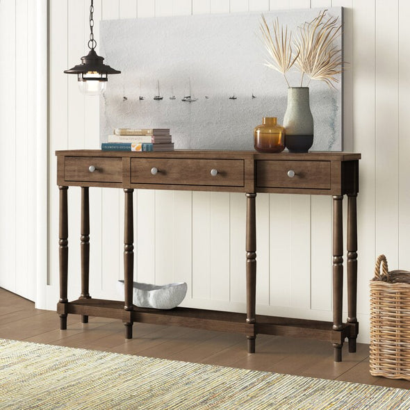 58.07'' Console Table Plenty of Space to Offer, Utilize the Three Front-Facing Storage Drawers