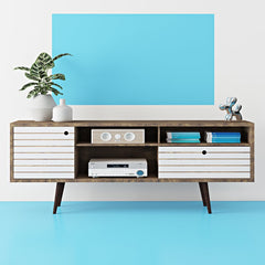 Allegra TV Stand Rustic Brown White Solid and Engineered Wood