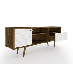 Allegra TV Stand Rustic Brown White Solid and Engineered Wood