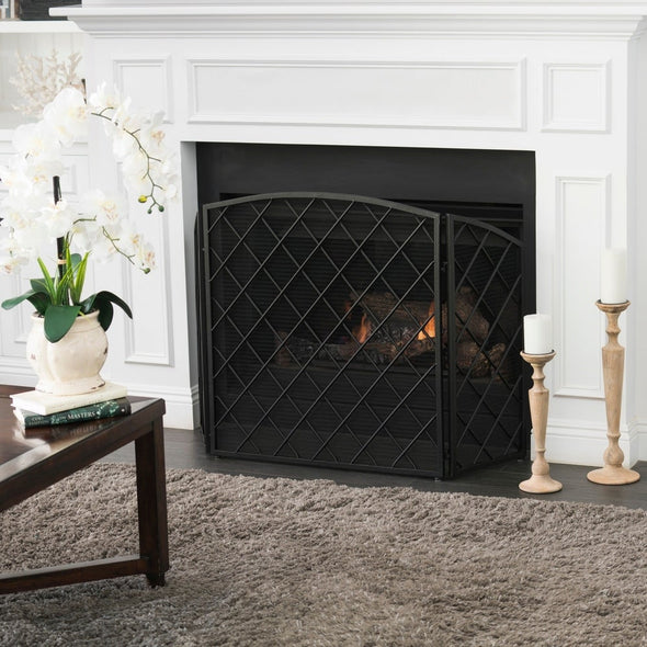 3-Panel Fireplace Screen Knight Home Black Fireproof Durability this Screen Features An Open Mesh Design