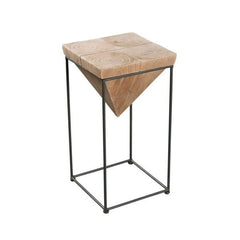 Modern Accent Table - Rustic/Farmhouse - Distressed Finish/Reclaimed Look - Black/Natural - Matte/Natural Finish - Wood - 22" x 12.25"