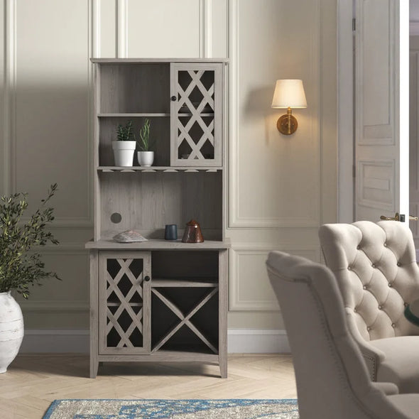 Gray Bar Cabinet Ideal for Housing Serveware Perfect for Organize