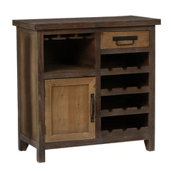 Bar Cabinet Farmhouse-Style Solid Manufactured Wood