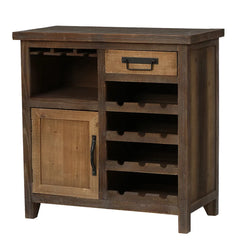 Bar Cabinet Farmhouse-Style Solid Manufactured Wood