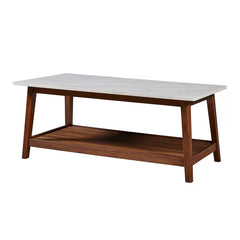 Bayamo Coffee Table Wooden Coffee Table with Storage and Faux Marble-Look