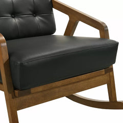 Boling Rocking Chair Faux Leather Fabric with Wooden Frame