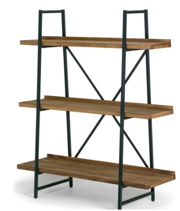 Brown Pine Wood Metal Frame 56-inch Etagere Bookcase Three-shelf Media Center