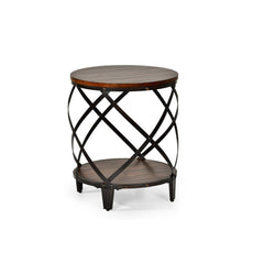 Solid Birch/ Iron Round End Table Round Out your Contemporary or Industrial Decor with End Table