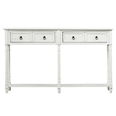 Distressed White Console Table 2 Large Pull-Out Drawers and A Bottom Shelf.