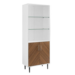 Modern Storage Cabinet - White / Acorn Bookmatch