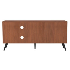 52-inch Mid-Century TV Console - Pecan Adjustable Shelving Provides Customized Storage for Media Consoles