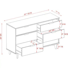 Middlebrook Gammelstaden Mid Century Solid Wood 6 Drawer Dresser