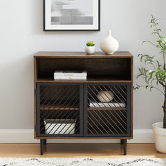 Modern Metal Door Accent Cabinet - Rustic Oak Improve your Home Organization and Storage with this Accent Cabinet