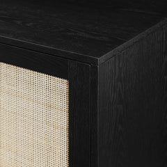 Rattan 2-Door Accent Cabinet - Black Single Adjustable Shelf Within the Cabinet Serves As A Customizable Spot for Spare Linens