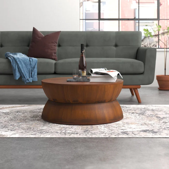 Drum Coffee Table Brings Sleek Style and Warm Woods to Center Stage Solid Manufactured Wood