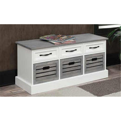 Weathered Gray Cielito Storage Bench Sturdy Frame