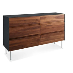 Walnut Clad 6 Drawer Dresser Powder Coated Steel Side Design