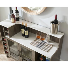 Stone Gray Console Bar Cabinet 6-Bottle Wine Rack for your Favorite Wines