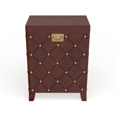 Nailhead Espresso End Table Trunk Ideal for Pillows, Blankets and Other Household