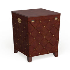 Nailhead Espresso End Table Trunk Ideal for Pillows, Blankets and Other Household