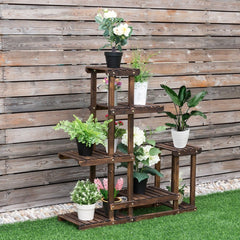 Plant Flower Display Stand 6 Wood Shelf Storage - 40'' x 10'' x 38'' Functional and Suitable for Plant Stand