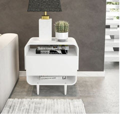 Nightstand, White 4 legs 1 Drawer Provide Essential Storage Space and Comfort Near your Bed