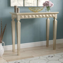 Porcelain White Finish Dempster 37'' Console Table Diamond Pattern Offer Plenty Storage Space