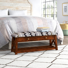 Eady Storage Bench Upholstered with Cotton Rug Fabric Provide Seating Comfort.