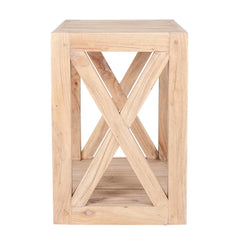 Unfinished Mindi Wood Open Cube Accent Table X Shaped Legs