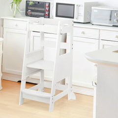 White Eccles Step Stool Height Adjustable Design Provide Perfect Support