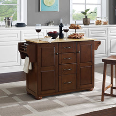 Natural Wood Top Kitchen Island Storage Options to Stow Away all your Prepping Utensils There are Four Spacious Drawers and Two Cabinets