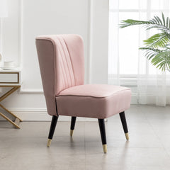 Contemporary Velvet Upholstered Accent Chair - Pink Thick Layers of Dense Foam Are Used to Pad the Backrest and Seat