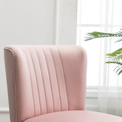 Contemporary Velvet Upholstered Accent Chair - Pink Thick Layers of Dense Foam Are Used to Pad the Backrest and Seat