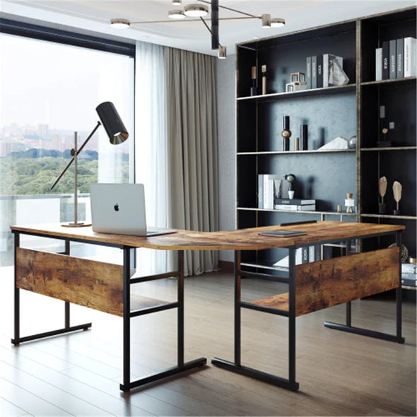 Brown/Black L-Shape Table 4 Different Positions from Flat to 90°Degree Manufactured Wood