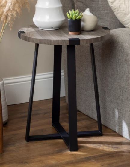 Dark Concrete Wisner Cross Legs End Table Versatile Black Finish