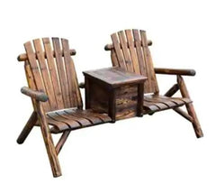 Wooden Outdoor Two Seat Adirondack Patio Chair with Ice Bucket