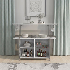 Contemporary White 47-inch Metal Bar Table Serving and Entertaining Functions in A Classic Modern Space